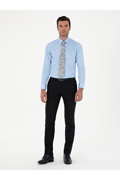 Cacharel Mavi Slim Fit Pamuk Klasik Gömlek 50285570-VR036