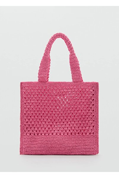 MANGO Woman Doğal elyaf shopper çanta