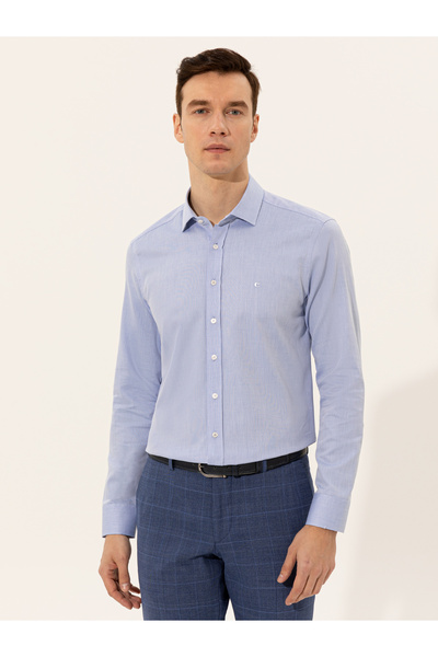 Cacharel Açık Mavi Slim Fit Uzun Kollu Basic Gömlek 50250818-VR003