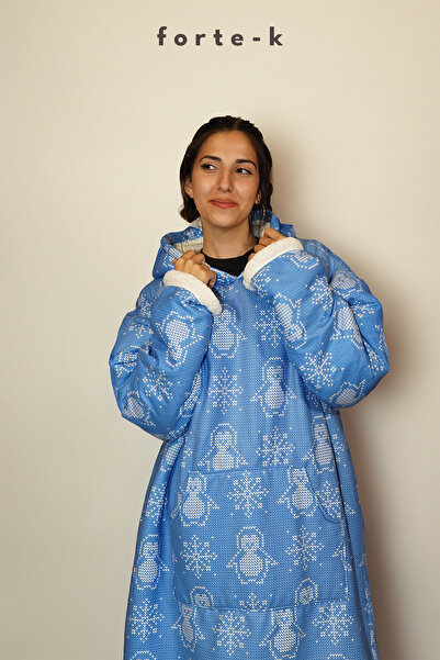 ECEMRE Giyilebilir Tv Battaniyesi Dijital Baskı- Büyük Boy Sweatshirt & Hoodie Panço & Polar