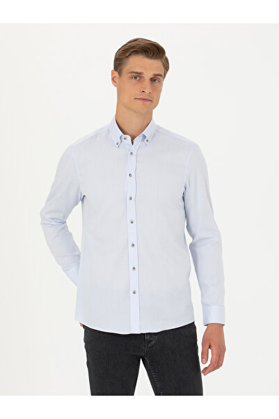Cacharel Açık Mavi Slim Fit %100 Pamuk Oxford Gömlek 50270162-VR003