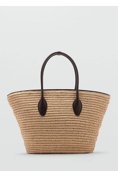 MANGO Woman Természetes szálú maxi táska