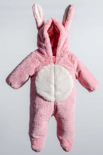 MDM Rabbit Eared Plush 100% Cotton Zippered Hoodie Booties Winter Baby Girl Astronaut Jumpsuit Cosmonaut