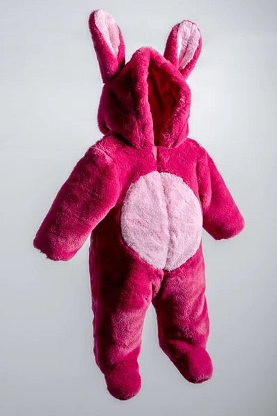 MDM Rabbit Eared Plush 100% Cotton Zippered Hoodie Booties Winter Baby Girl Astronaut Jumpsuit Cosmonaut