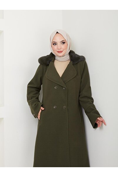 ELBİSHE Yakası Kürklü Kaşe Kaban CK-1007