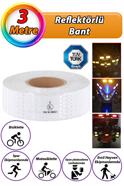 GLASWEN 3 MT Reflektörlü Reflektif Fosforlu Araç Oto Kamyon Şerit Bant Tüvtür...
