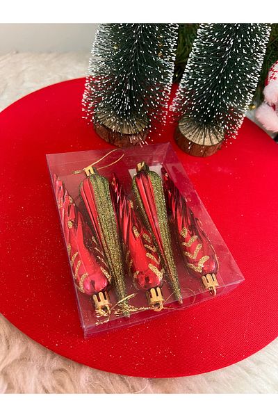 Ayd Home 5-Piece Pointed Red Ornamental Pendant Lamp - New Year Christmas and Christmas Tree