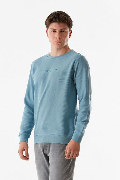 Fulla Moda Text Printed Waffle Fabric Crew Neck Sweatshirt