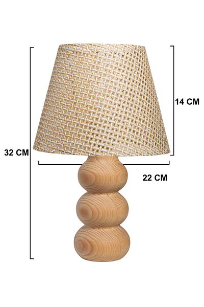 EFLIGHTDESIGN Wooden Lampshade Cream Wicker Pattern Modern Stylish Bedroom Living Room Table Lamp