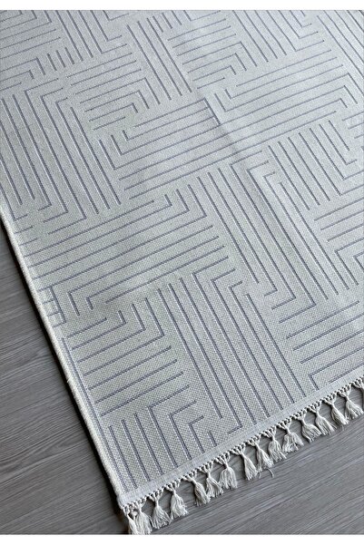 Just Arte Modern Şönil Kilim Bohem Ekru Salon Halısı Makinada Yıkanabilir Mut...