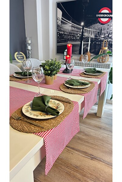 Decamor home Бавовняна лляна міні-серветка без візерунка, червона, коротка, н...