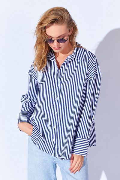 Manche Navy Blue Striped Women's Shirt
