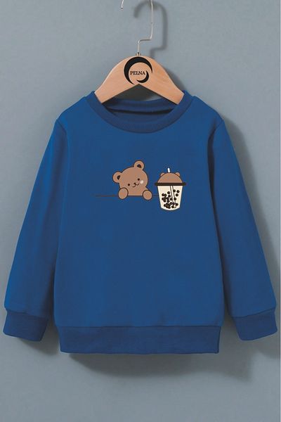 Pelna Hanorac albastru din bumbac cu imprimeu Teddy Bear - Design special