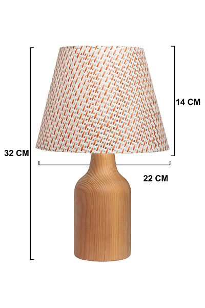EFLIGHTDESIGN Wooden Lampshade Tile Wicker Pattern Modern Stylish Bedroom Living Room Table Lamp
