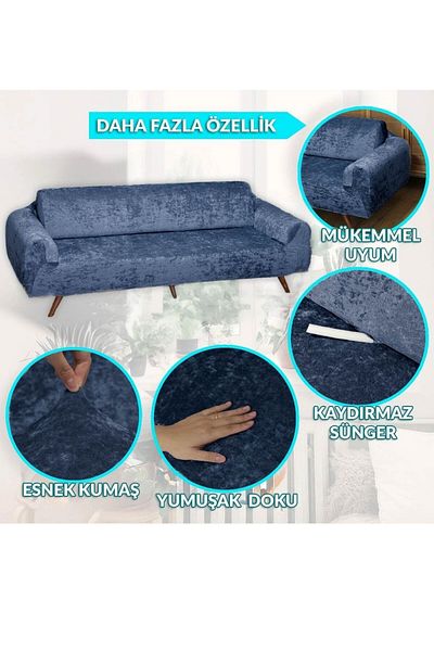 Hantaj Set de huse de canapea din catifea elastică, moale, lavabilă, rezistentă la pete, set de 4"
