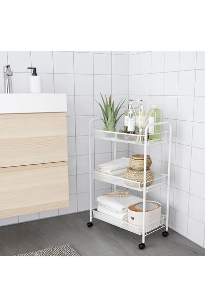 IKEA Tekerlekli Servis Arabası 26x48x77 Cm Çelik A Kalite Beyaz