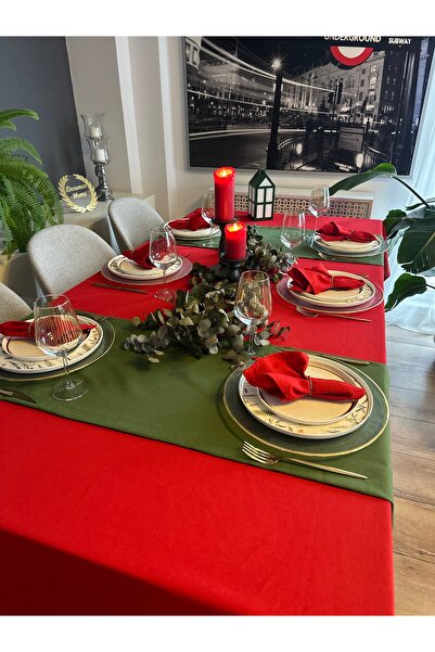 Decamor home 9 Piece Set Cotton Carefree Red Tablecloth Christmas Tablecloth Set