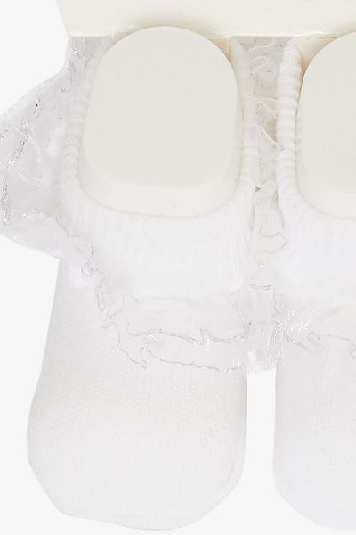 Minidamla White Glitter Lace Baby Girl Footed Socks