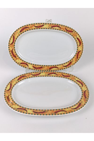 Kütahya Porselen Pepper Patterned Porcelain 2 Pieces 22 X 15 cm Boat Plate