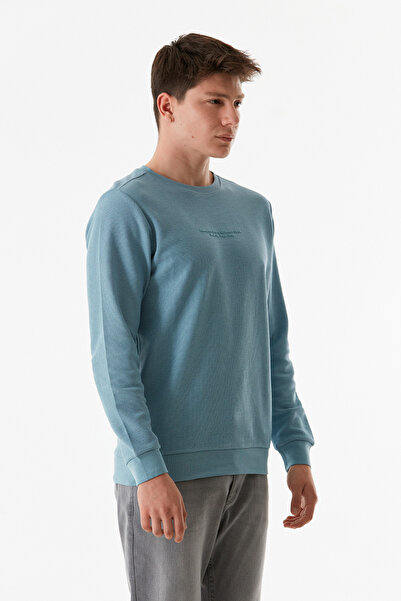 Fulla Moda Φούτερ με λαιμόκοψη με τυπωμένο κείμενο από ύφασμα βάφλα