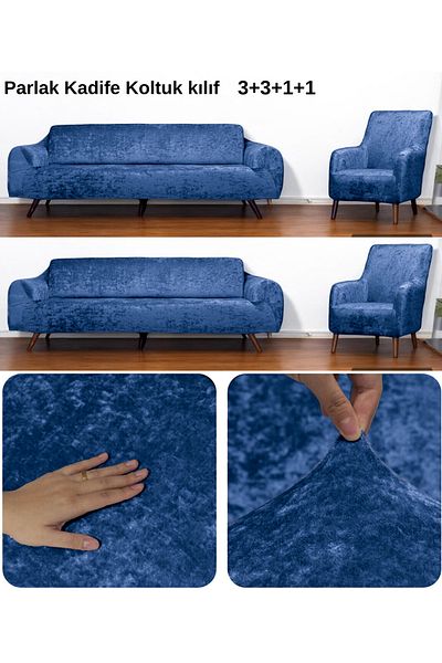 Hantaj Set de huse de canapea din catifea elastică, moale, lavabilă, rezistentă la pete, set de 4"