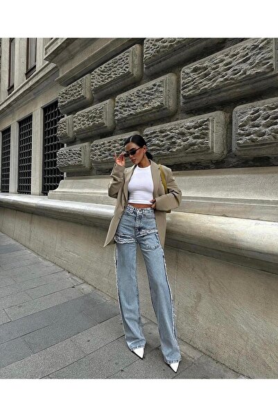 More Blue Front Detail Jeans