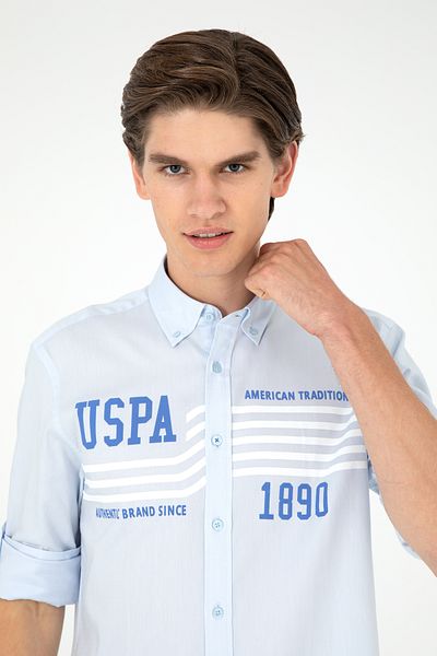 U.S. Polo Assn. Ανδρικό μπλουζάκι με μακρυμάνικο γαλάζιο 50284652-VR003