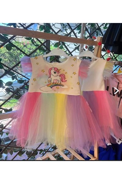 Menta store Rochie cu fustă tutu cu unicorn colorată pentru fete