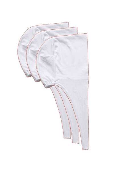 Marsilyan 3 قطع بونيه حجاب دانتيل ليكرا أبيض