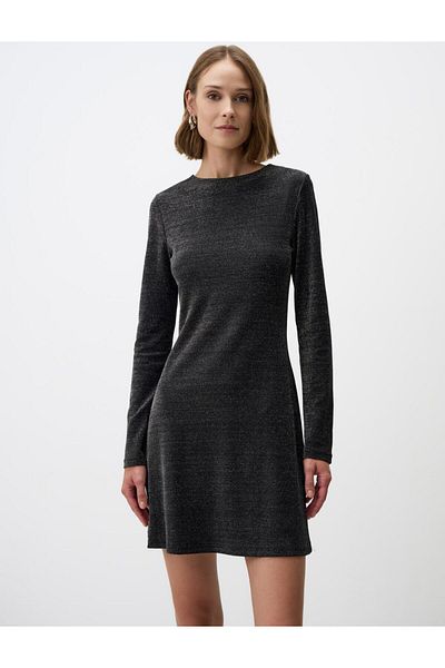 Jimmy Key Black Boat Neck Slim Fit Glitter Mini Knitted Dress