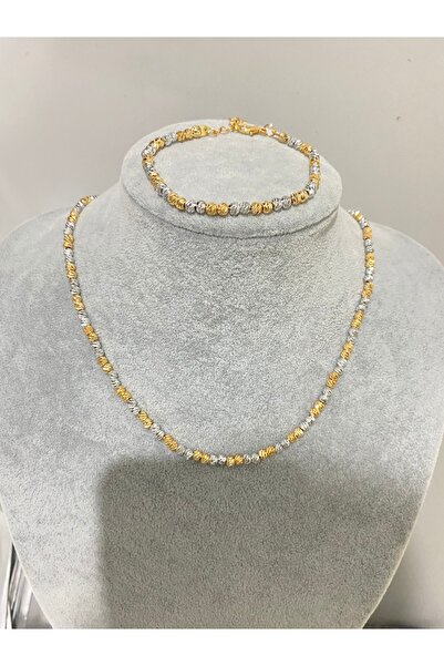 ANGELSS JEWELLERY مجموعة أساور وقلادة متلألئة باللون الذهبي والفضي من دوريكا ...
