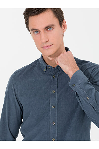 Cacharel Koyu Gri Slim Fit Uzun Kollu Gömlek 50257239-VR080