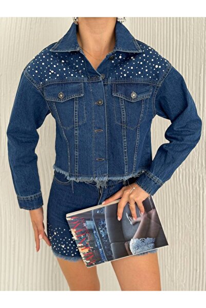 Aida Fashion Taşlı kot ceket
