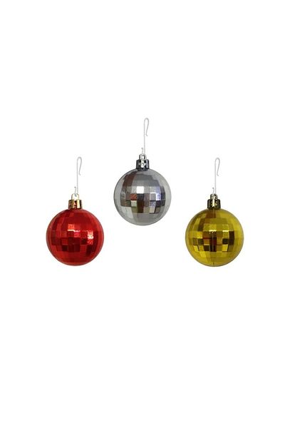 Astaş Christmas Pine Tree Disco Ball Mixed Color Set of 6