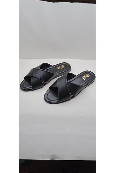 DEPASSE Men's Leather Cross Home Guest and Dowry Slippers