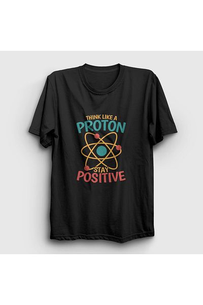 Presmono Unisex Μαύρο Πρωτόνιο Σκέψου σαν θετικό μπλουζάκι - 499121 ττ