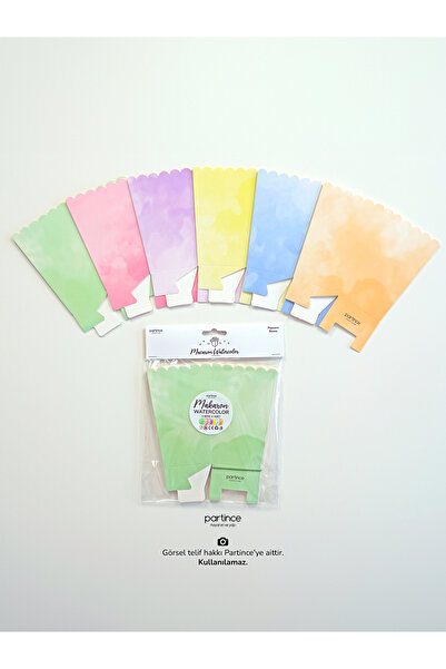 partince 6'lı Pastel Karışık Renkli Popcorn Patlamış Mısır Kutusu