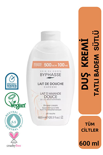 BYPHASSE Caresse Tatlı Badem Sütlü Kremli Duş Jeli 600ml