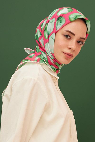 İpekhan Μαλακό κασκόλ Bloom Pink Green 1087-18