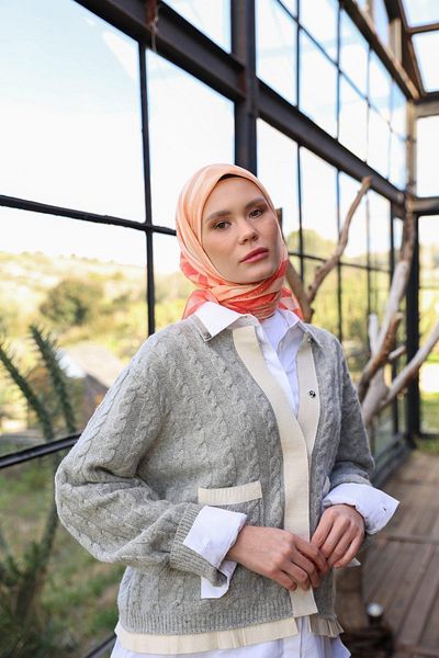 İpekhan Μαλακό κασκόλ με σχέδιο İpekhan Amanda Μπεζ πορτοκαλί 1170-15