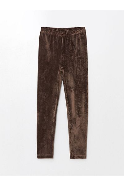 LC Waikiki Lcw Basic Girl's Velvet Leggings with Elastic Waist