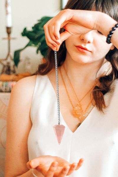 TAŞ SEPETİ Pink Quartz Natural Stone Pendulum Pendulum