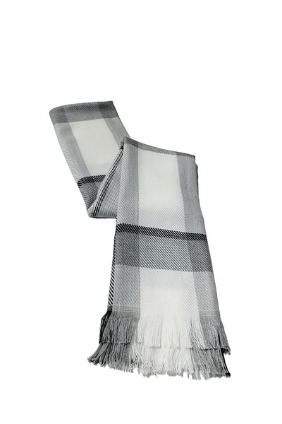 Cesicey Gray Black Checkered Winter Shawl on Off-White Floor (70*180)