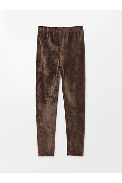 LC Waikiki Lcw Basic Girl's Velvet Leggings with Elastic Waist