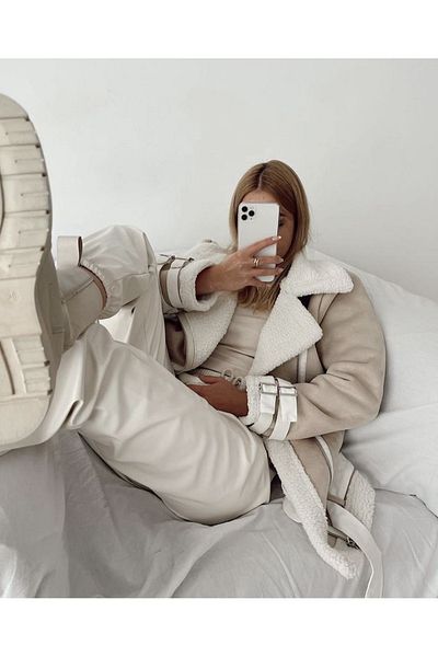 İLKCET MODA Εισαγόμενο Suede Oversize παλτό με μαλακή επίστρωση
