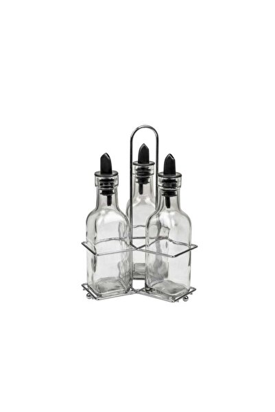 Jet's Home 3’lü Set Yağdanlık Takımı Cam Yağlık Sirkeli 200 ml