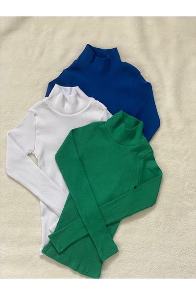 Wearflawless Γυναικεία πλεκτή μπλούζα με μακρυμάνικο ζιβάγκο 3 τεμαχίων