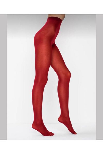 İntive Lingerie Чорапогащник тип „боди“ с микромат и мрежести пръсти 40 Den, непрозрачен - червен