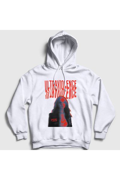 Presmono Λευκό φούτερ με κουκούλα Lana Del Rey Ultraviolence V2 Unisex - 499871 ττ