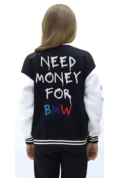Edizen Висококачествено детско колежанско яке с принт BMW за момичета и момчета, 2025 г. (6-16 години)